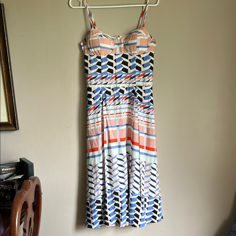 Yumi Kim Blue and Pink Geometric Spaghetti Strap Sundress
